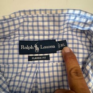 Ralph Lauren Men's Light Blue Plaid Shirt